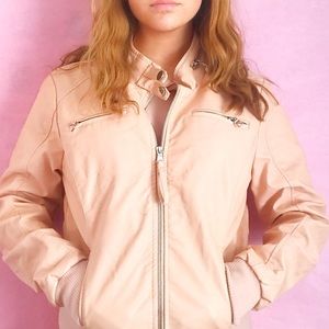baby pink 80s leather jacket
